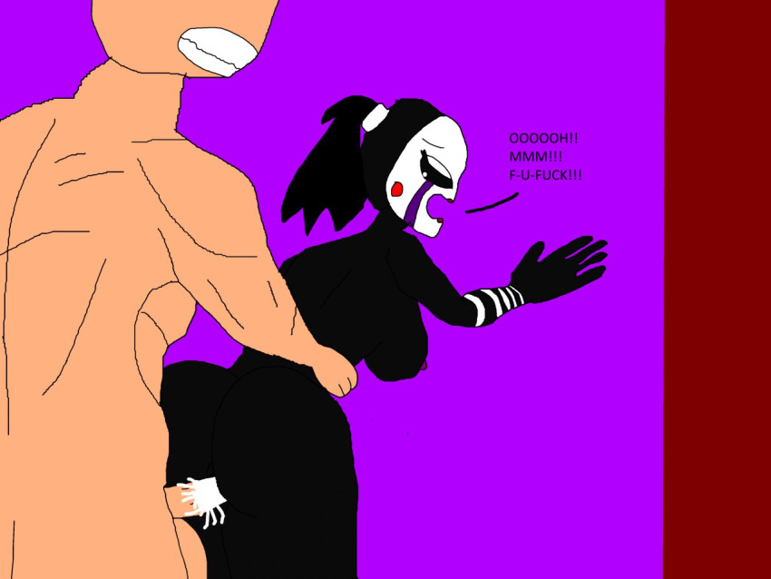 1boy 1girl against_wall ass cum cum_in_ass cum_inside five_nights_at_freddy's looking_back marionette_(fnaf) nude penis puppet_(fnaf) sex the_puppet_(fnaf)