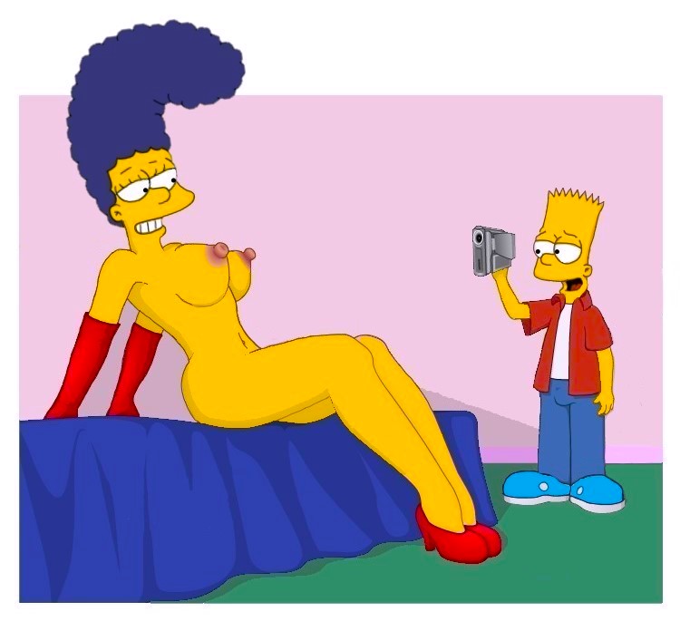 ass bart_simpson big_breasts darth_ross edit erect_nipples gloves marge_simpson nude the_simpsons thighs