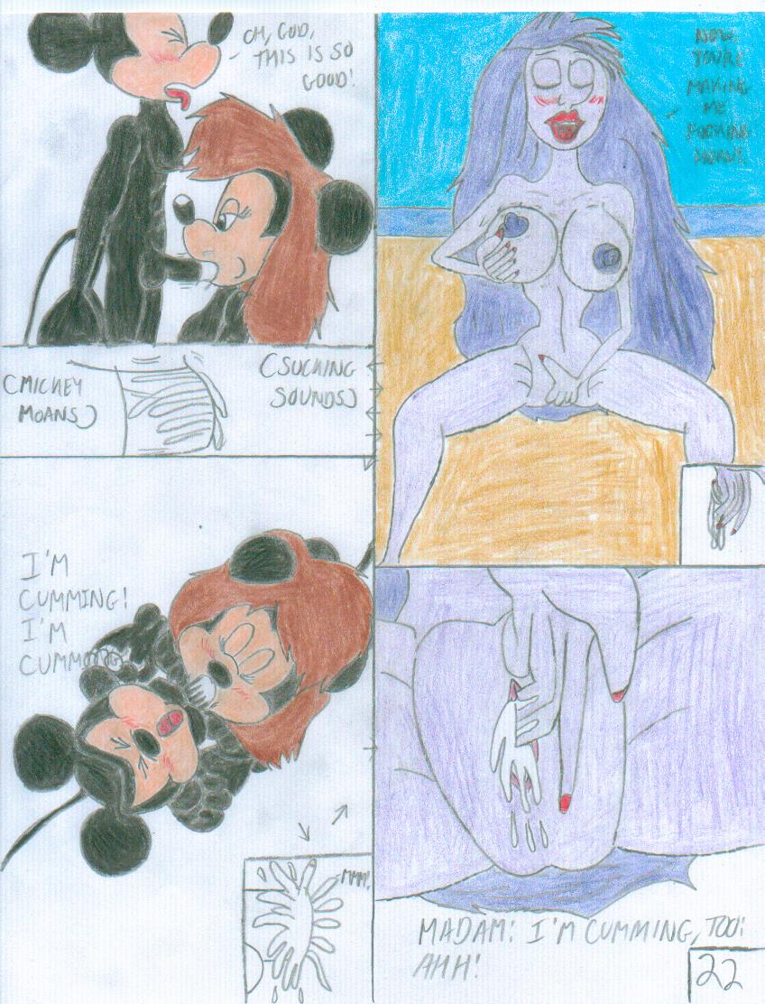 1boy 2_girls beach brown_hair comic crossover disney disney_channel fingering green_eyes lipstick madam_mim mickey_mouse minnie_mouse mouse penis_in_mouth purple_hair shrekrulez the_sword_in_the_stone witch