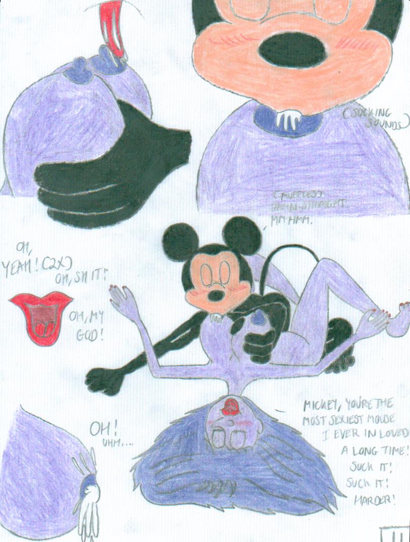 breast_sucking breasts comic crossover disney disney_channel green_eyes licking_breast lipstick madam_mim mickey_mouse mouse naked_female nipples nude purple_hair shrekrulez the_sword_in_the_stone witch