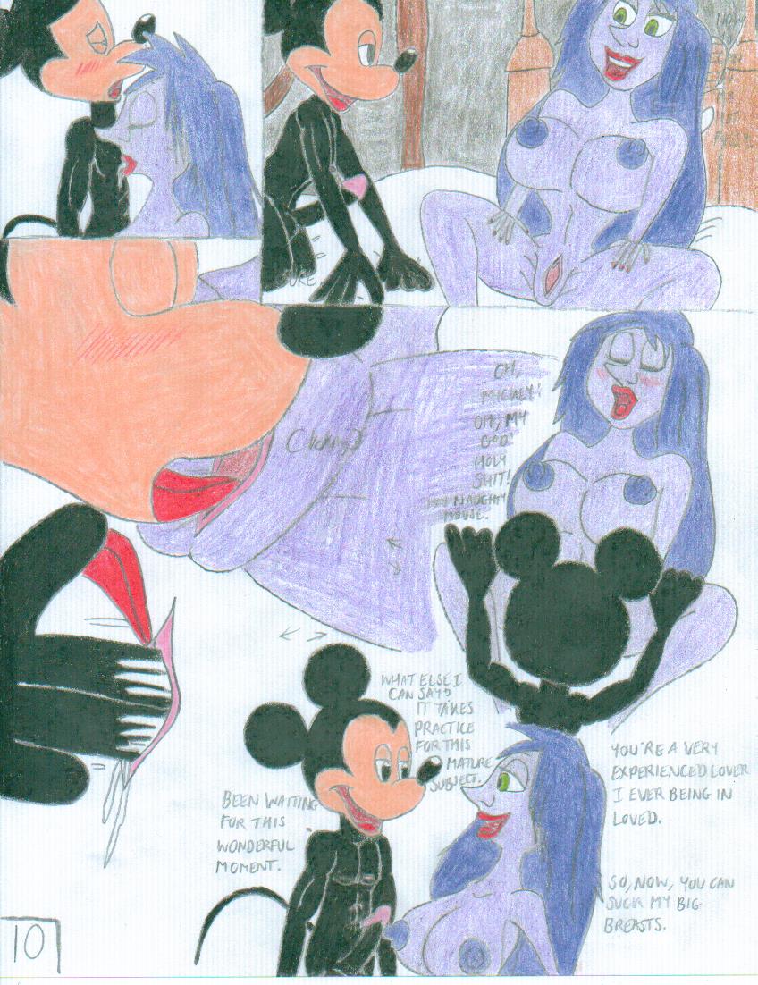 breasts comic crossover disney disney_channel fingering green_eyes lipstick madam_mim mickey_mouse mouse naked_female nipples nude penis purple_hair shrekrulez the_sword_in_the_stone witch