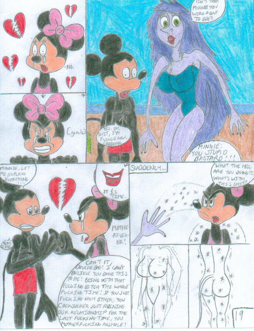 1boy 2_girls beach comic crossover disney disney_channel green_eyes lipstick madam_mim magic mickey_mouse minnie_mouse mouse purple_hair shrekrulez the_sword_in_the_stone witch