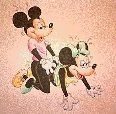 1girl 4_fingers all_fours anthro beige_skin black_fur bottomless bow clothes color disney doggy_position dress duo footwear fur furry furry_ears gloves kneel looking_at_another male mammal mickey_mouse minnie_mouse mouse open_mouth rodent round_ears sex shirt shoes smile straight sweat