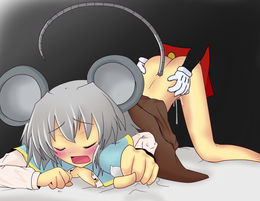 1girl anthro blush clothes color crossover disney duo eastern_and_western_character fur furry interspecies kemonomimi male mickey_mouse mouse nazrin nipples penetration sex straight tagme tail touhou