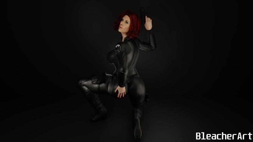 1girl 1girl 1girls 3d 3d_model 3d_render alternate_version_at_source alternate_version_available big_ass big_ass big_breasts black_widow_(marvel) bleacherart celeb female_only from_behind gun guns marvel marvel_cinematic_universe marvel_comics natasha_romanoff nude nude_female partially_clothed partially_clothed_female posing posing_with_weapon real_person red_hair scarlett_johansson wetsuit