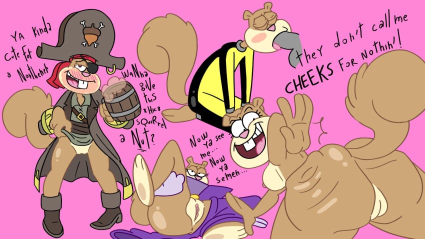 1girl ai_will_never_replace_human_made_art alcohol anthro ass big_ass breasts brown_fur clothing dat_ass dialogue drunk fat_ass fellatio female_only furry furry_only hat jones_boi large_ass mammal nickelodeon open_mouth penis pirate pirate_hat pirate_outfit pussy rodent sandy_cheeks slapping_ass spongebob_squarepants squirrel tail text tree_squirrel