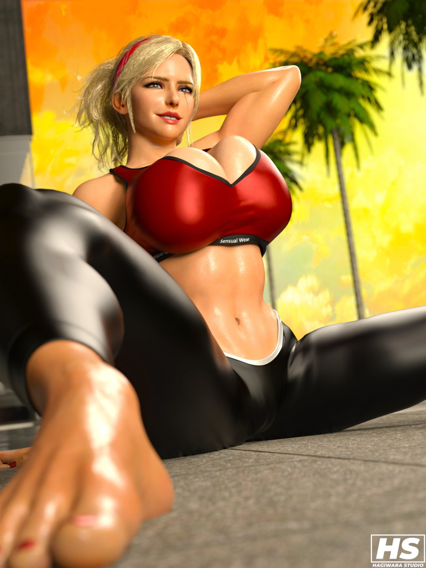 1girl 1girl 1girls 3d ass athletic_female big_breasts blonde_hair female_abs female_only fit_female hagiwara_studio headband high_res high_res high_resolution lidia_sobieska namco polish polish_female ponytail prime_minister sports_bra sportswear tekken tekken_8 thick_thighs tights