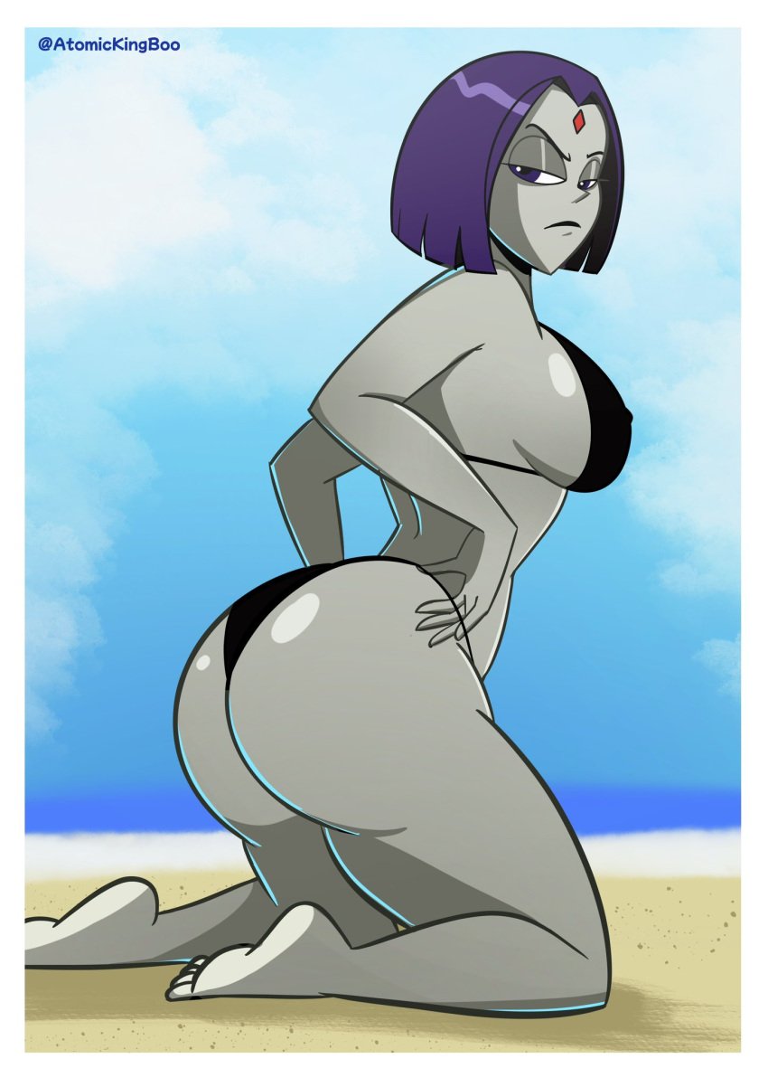 1girl atomickingboo beach big_ass big_boobs big_breasts bikini breasts bust cambion curvaceous curvy curvy_figure dc_comics demon demon_girl forehead_jewel half_demon hero heroine hips hourglass_figure huge_ass huge_breasts human large_ass legs older older_female purple_hair rachel_roth raven_(dc) slim_waist teen_titans thick thick_hips thick_legs thick_thighs thighs top_heavy voluptuous waist wide_hipsfeet young_adult young_adult_female young_adult_woman