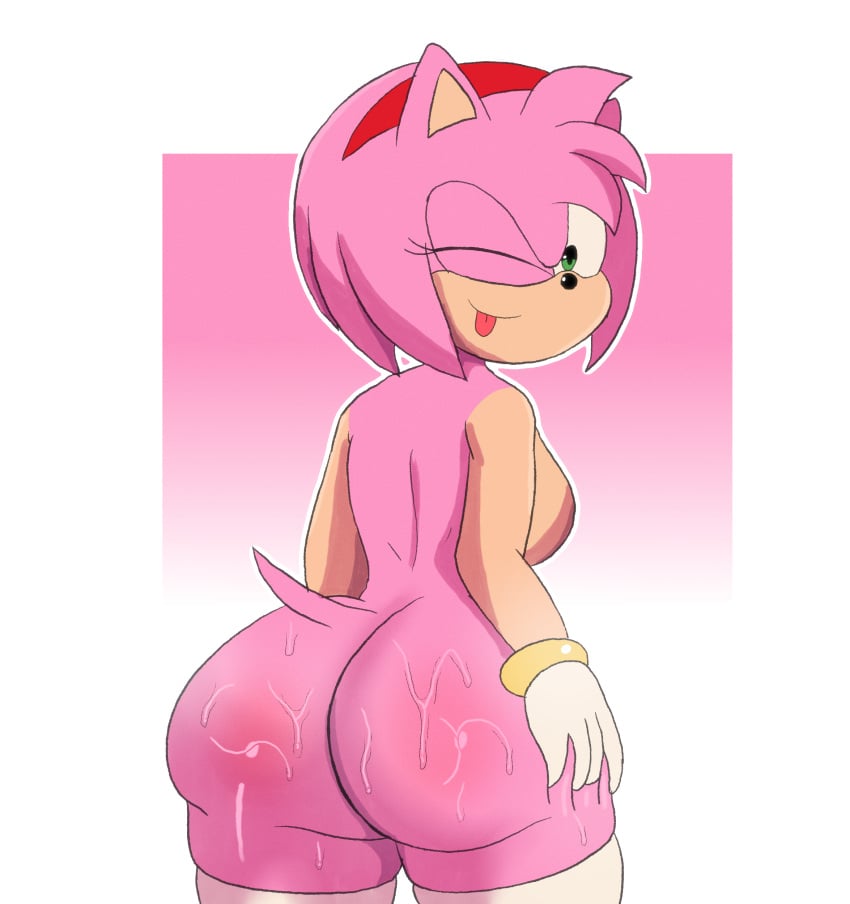 1girl 1girl 2024 absurd_res amy_rose ass blush bodily_fluids breasts darkleon eulipotyphlan hedgehog hedgehog_girl high_res looking_at_viewer mammal nipples nude one_eye_closed pink_body sega sega smile sonic_the_hedgehog_(series) standing wink