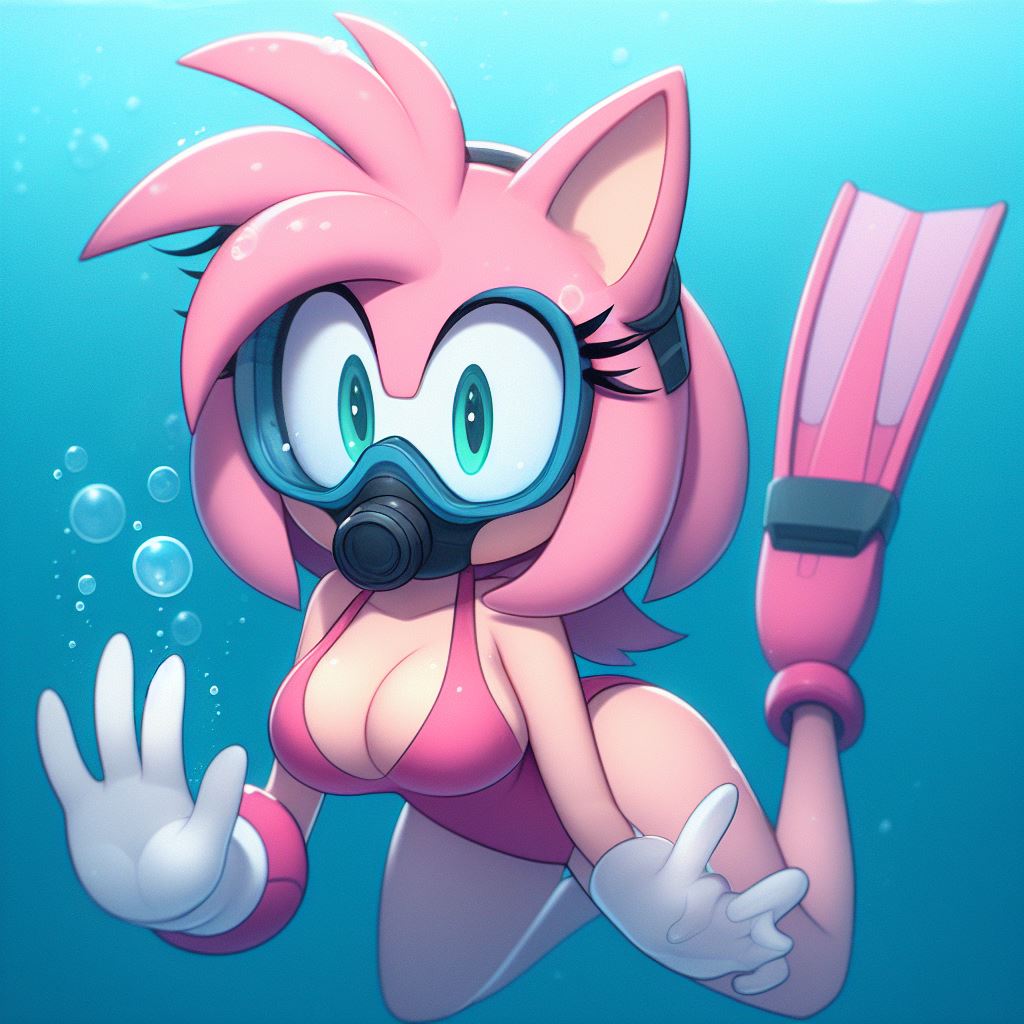 1girl ai_generated amy_rose anthro big_breasts breasts broken_fingers bubbles cleavage female fins flippers furry gloves goggles hedgehog looking_at_viewer mask maximflitway35 ocean one-piece_swimsuit pink_one-piece_swimsuit pink_swimsuit scuba scuba_gear scuba_mask sea sega solo sonic_(series) sonic_the_hedgehog_(series) swimming swimming_fins swimming_goggles swimsuit underwater water waving waving_at_viewer