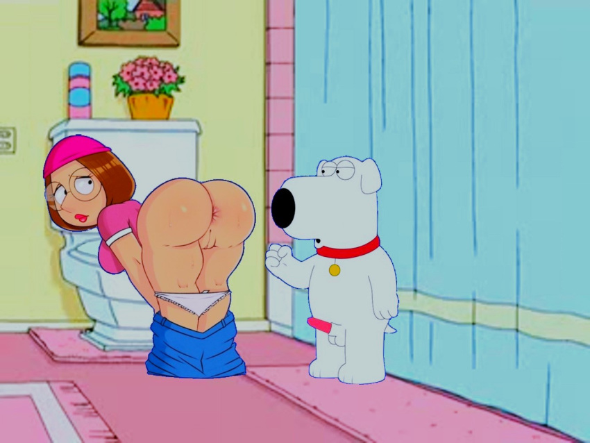 anus ass brian_griffin edit erect_penis family_guy glasses hat meg_griffin pants_down ready_for_sex shaved_pussy thighs