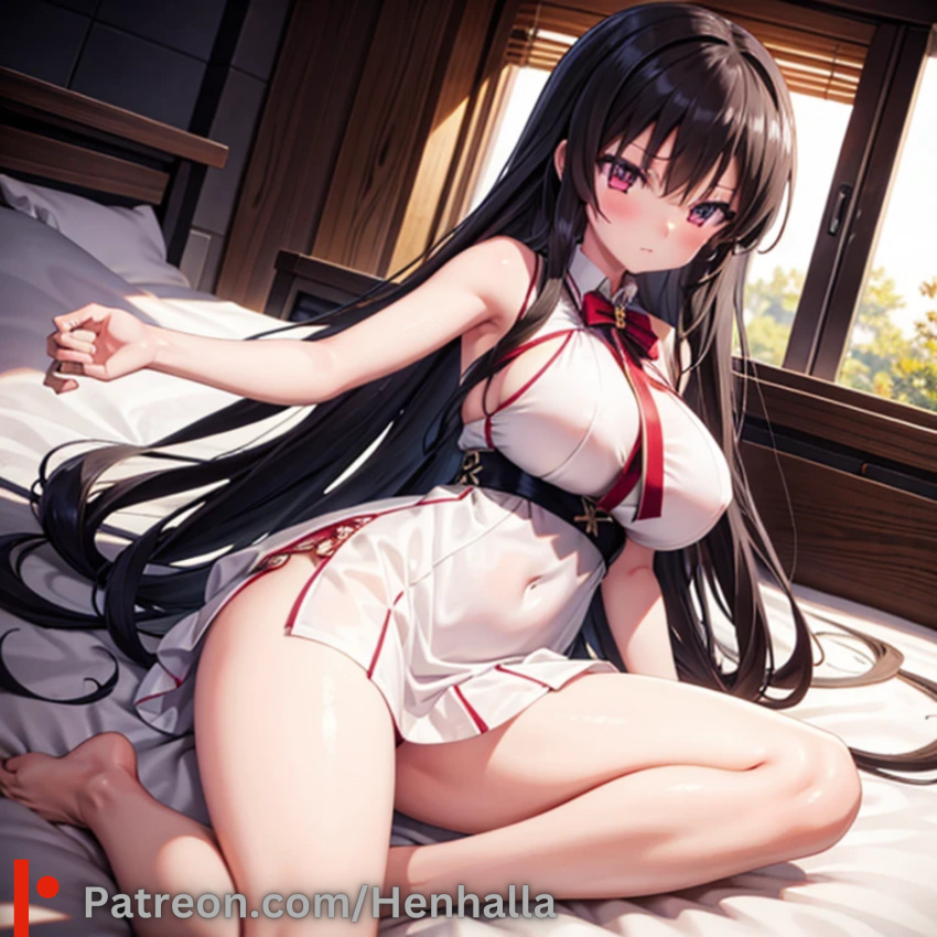 1girl 1girls bedroom big_breasts black_hair blue_eyes breasts dress henhalla horikita_suzune mai sakurajima_mai solo_female young younger_female