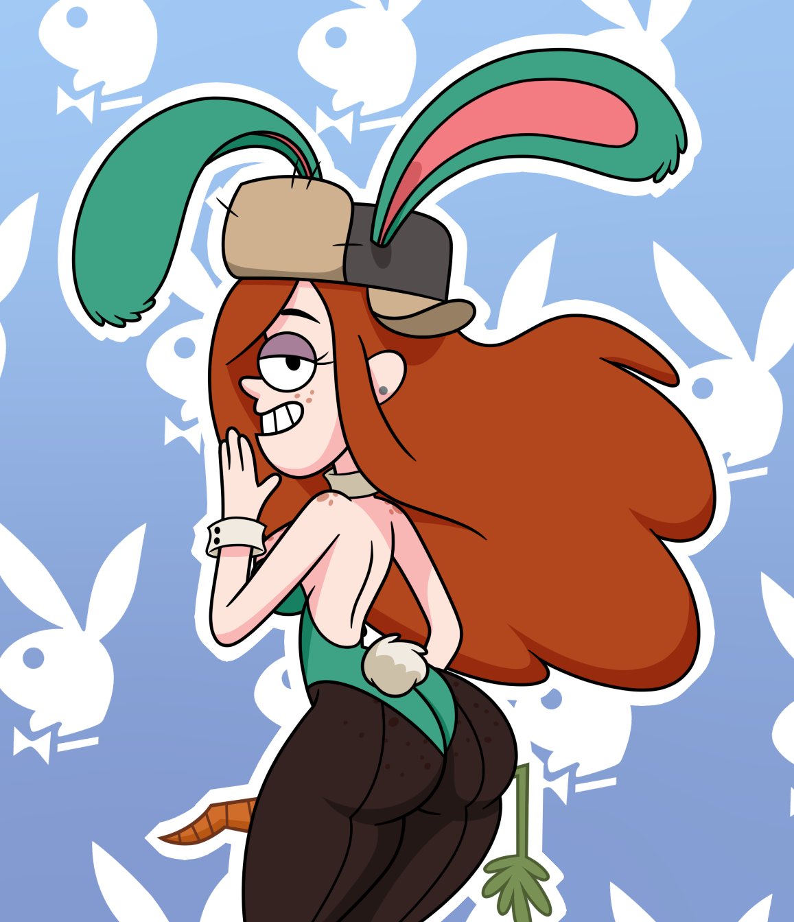 1girl 1girl 1girl ass big_ass big_breasts breasts bunnysuit carrot curvy cute disney disney_channel disney_xd female_only gravity_falls huge_ass large_ass red_hair smile straight_hair thin_female wendy_corduroy