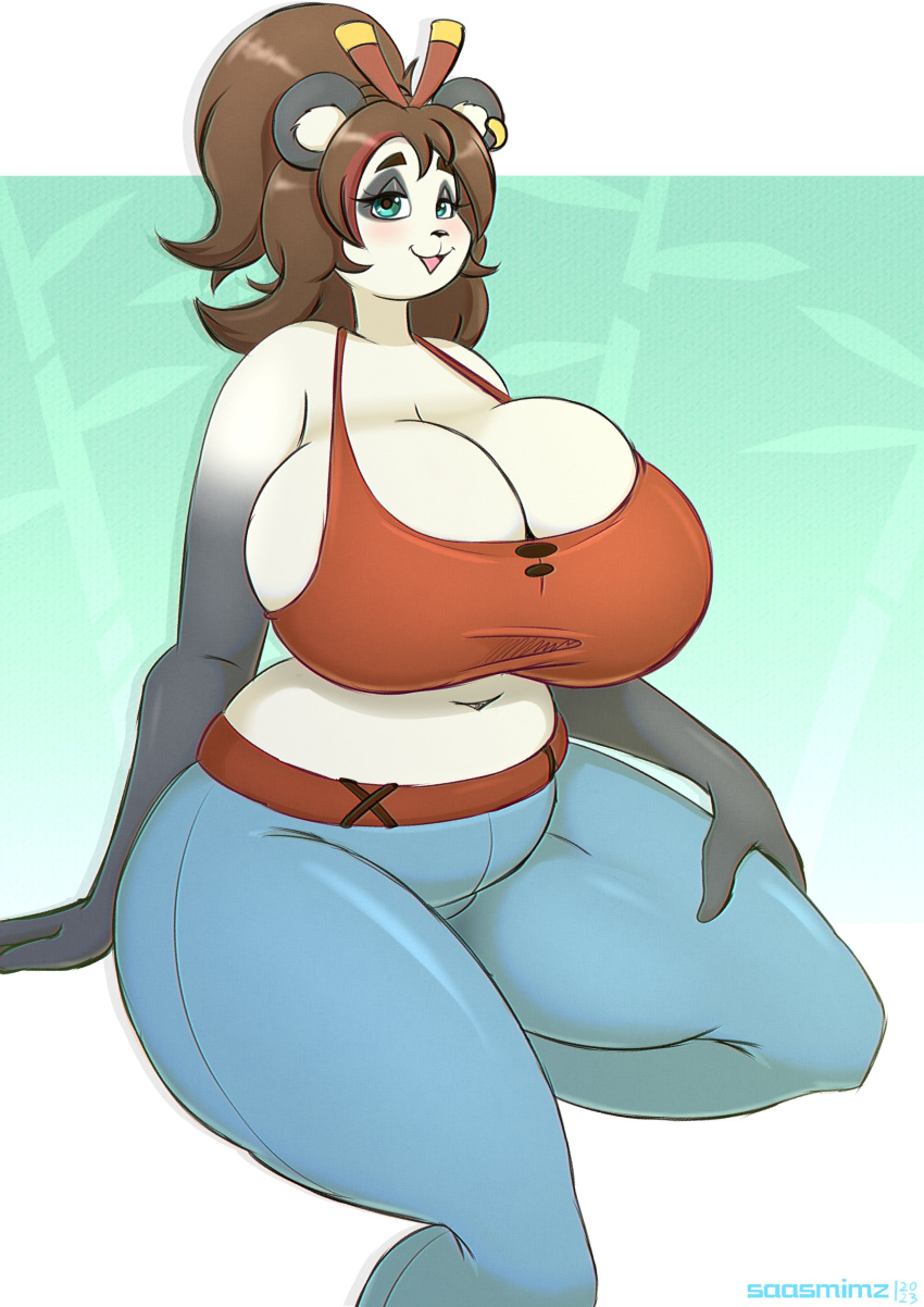 1girl big_breasts female furry panda