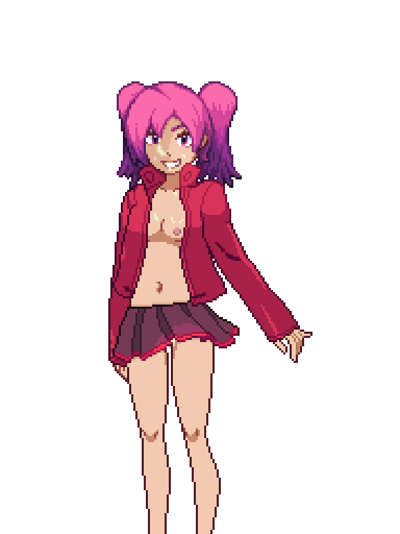 1girl breasts charlotte_(pokemon) charlotte_(pokemon_reborn) charlotte_belrose cum cum_in_mouth cum_in_pussy cum_on_breasts cum_on_face edit female_only gym_leader leather_jacket nipples nude nude_female pink_eyes pink_hair pixel_art pokemon pokemon_fangame pokemon_reborn skirt small_breasts twin_tails