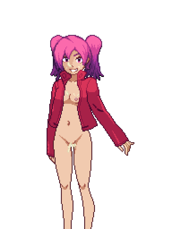 1girl breasts charlotte_(pokemon) charlotte_(pokemon_reborn) charlotte_belrose cum cum_in_mouth cum_in_pussy cum_on_breasts cum_on_face edit female_only gym_leader leather_jacket nipples nude nude_female pink_eyes pink_hair pixel_art pokemon pokemon_fangame pokemon_reborn small_breasts twin_tails