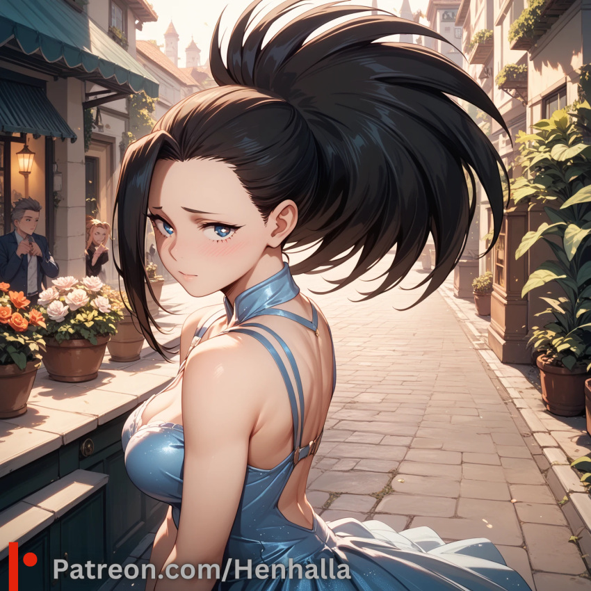 1girl 1girls ai_generated big_breasts breasts dress henhalla momo solo_female yaoyorozu_momo young younger_female