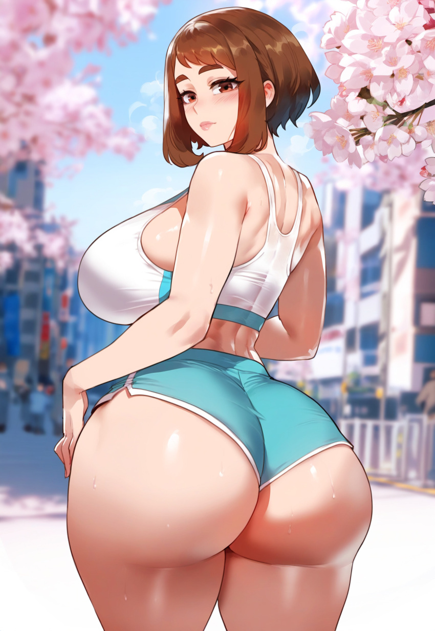 ai_generated ass gym_uniform my_hero_academia ochako_uraraka