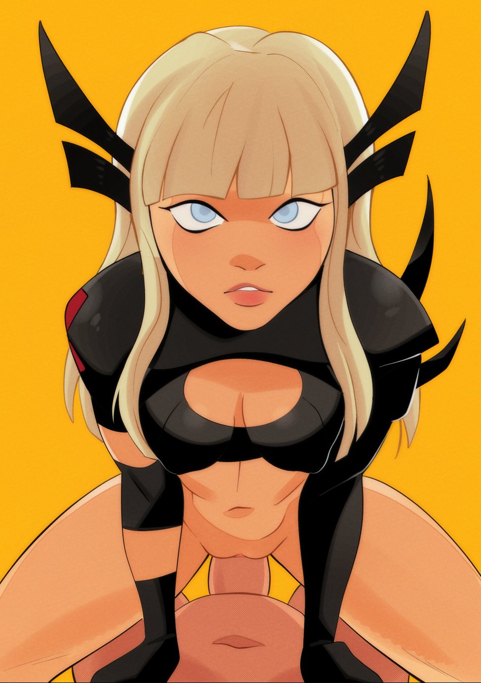 1girl 1girl blonde_hair blue_eyes breasts cowgirl_position magik male marvel marvel_rivals newguy1091 nipple nipples penetration penis penos vaginal x-men