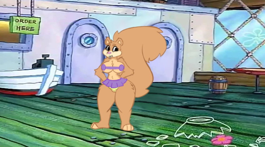 1girl 3_toes alrecsolus anthro barrel big_breasts bikini boat breasts broken_glass brown_body brown_fur cash_register clothing door feet female floor flower fluffy_(artist) fluffy_tail frilly frilly_clothing fur furniture glass hands_on_hips holding_breath inside mammal net nickelodeon plant restaurant rodent sandy_cheeks sciurid small_waist solo spongebob_squarepants swimwear table tail the_krusty_krab thick_thighs third-party_edit toes tree_squirrel two-piece_swimsuit underwater vehicle water watercraft wedgie wide_hips wood wood_floor