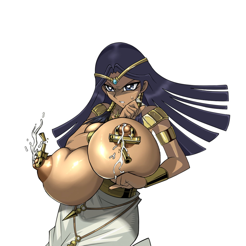 big_breasts bimbo black_hair breast_milk breasts dark-skinned_female dark_skin gigantic_breasts huge_breasts huge_nipples hyper_breasts ishizu_ishtar lactation long_hair milk nipple_piercing nipples piercing rochestedorm topless yu-gi-oh! yu-gi-oh!_duel_links yu-gi-oh!_duel_monsters