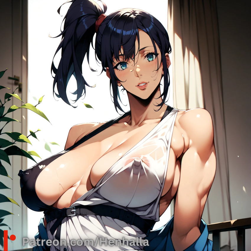 1girl 1girls ai_generated anime anime_girl big_breasts breasts dress henhalla hentai palpable solo_female sung_jin-ah young younger_female