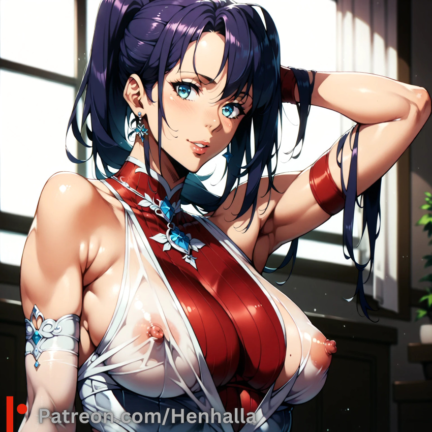 1girl 1girls ai_generated anime anime_girl big_breasts breasts dress henhalla hentai palpable solo_female sung_jin-ah young younger_female