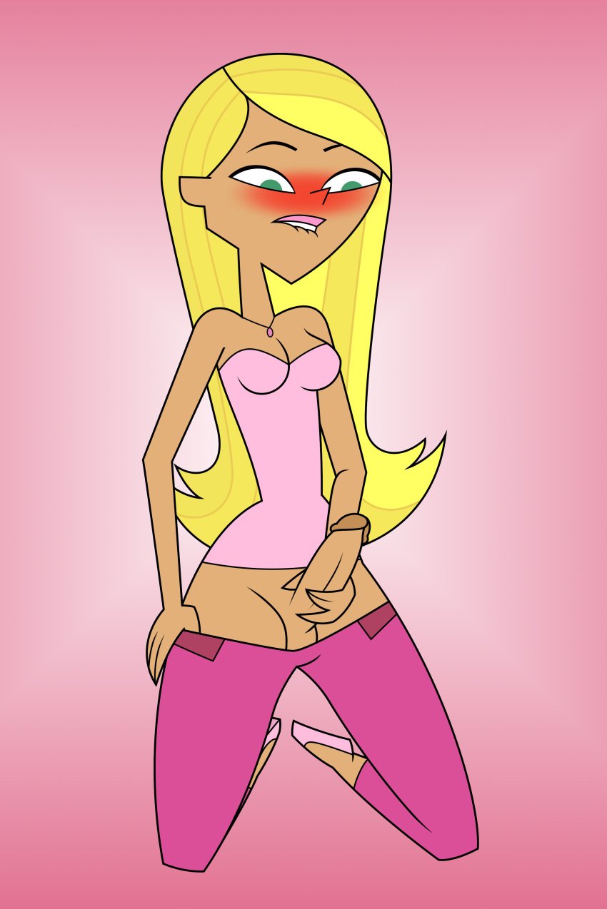 1futa 1girl balls big_penis blonde_hair breasts cartoon_network clothed clothing dakota_(tdi) erection fresh_tv futa_only futanari human kneel light-skinned_futanari light_skin long_hair masturbation mostly_clothed penis solo_futa tan_body tan_skin teletoon tjlive5 total_drama:_revenge_of_the_island total_drama_island