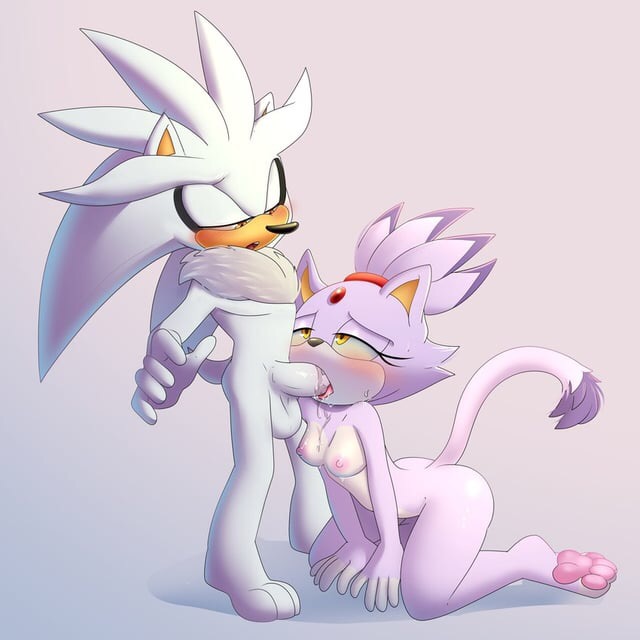 apinkgrape blaze_the_cat breasts fellatio nipples nude silver_the_hedgehog sonic_the_hedgehog_(series) uncensored